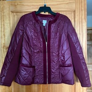 Chico's Deep Red Quilted Puffer Jacket